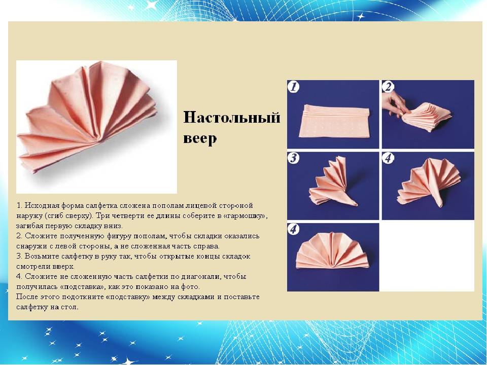 Как красиво сложить бумажные и тканевые салфетки на праздничный стол, схемы