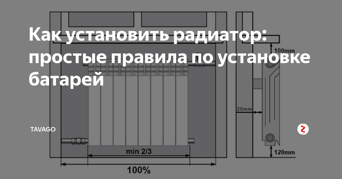 Какой должна быть высота для установки батарей
